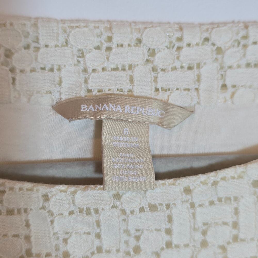 Banana Republic Ivory Lace Eyelet Long Sleeve Mini Dress Size S Stretch Lined - Picture 10 of 10